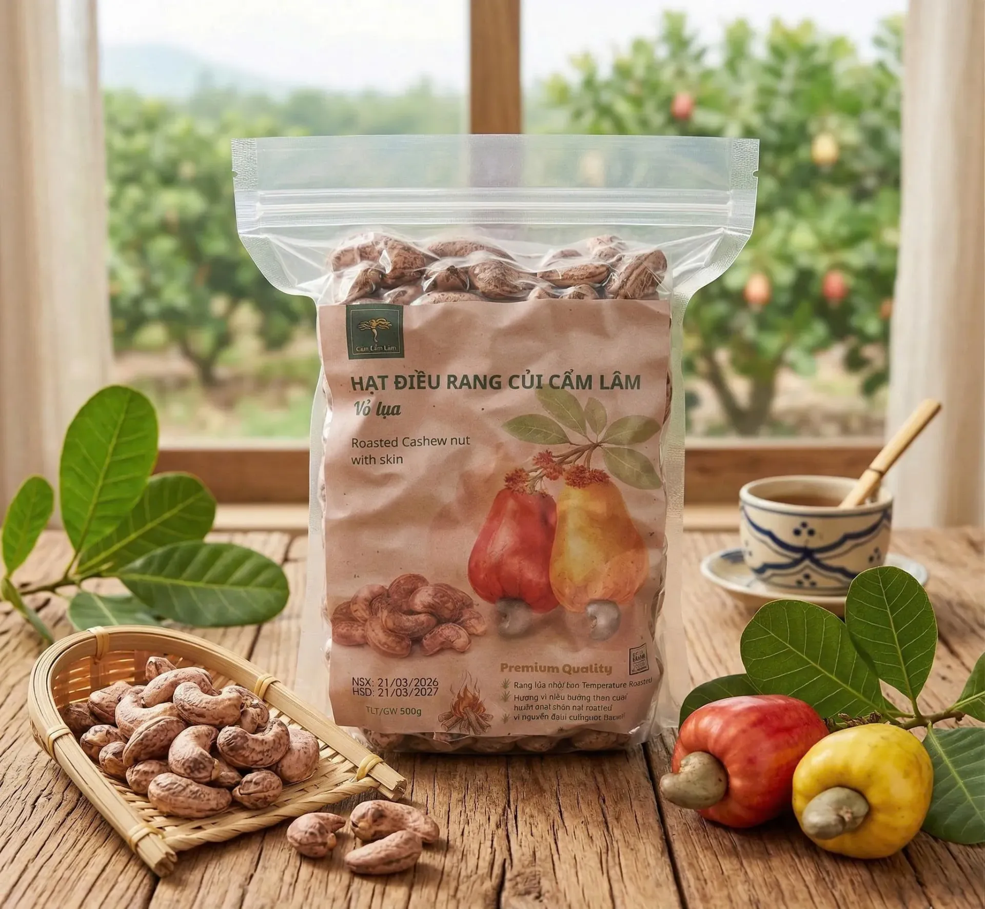 真空包帶皮碳烤腰果 500g/包