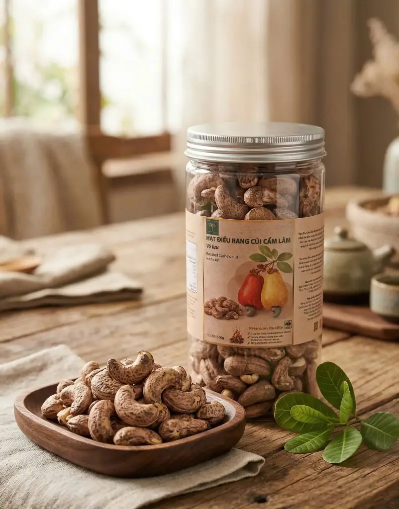 500g hạt điều rang củi vỏ lụa